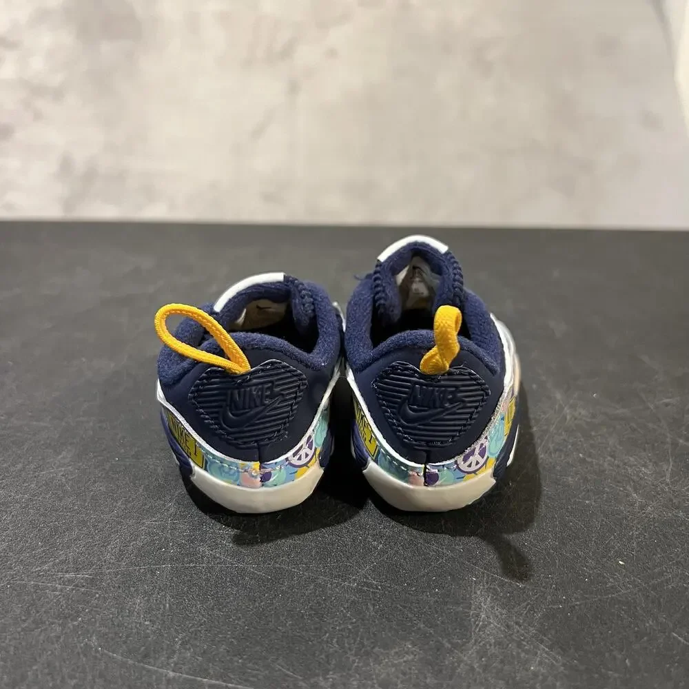 Nike Air Max 90 Shoes Toddler Size 4C Navy White SE Floral Graphic DB0263-400